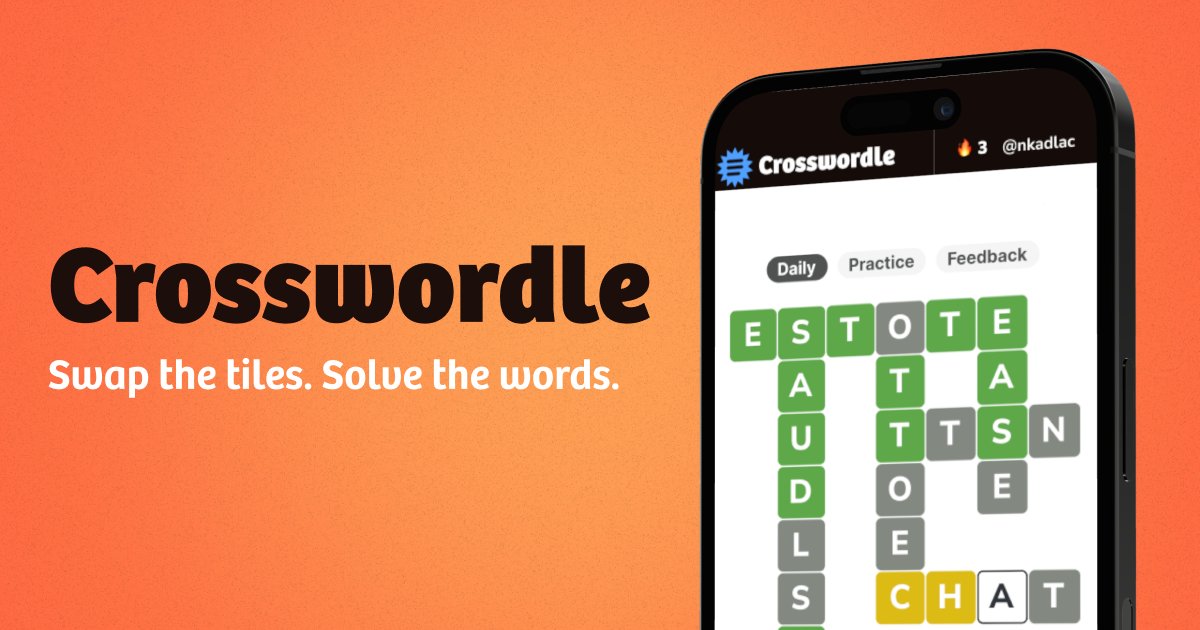 ukvillafan's tweet card. Crosswordle offers free daily crossword logic puzzles that fans of Wordle® will enjoy. Solve each puzzle by swapping letters horizontally and vertically.