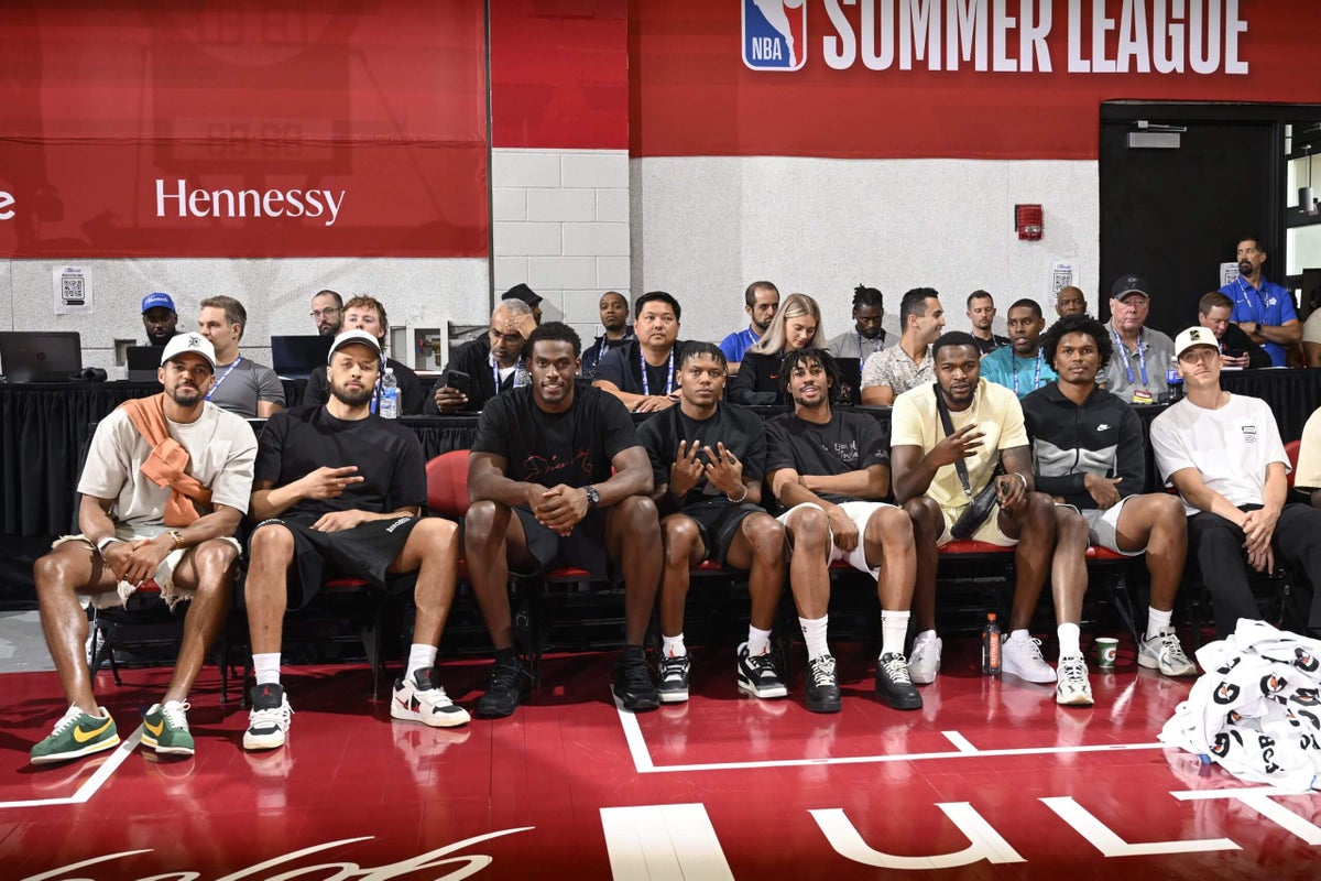 HunterPatterson's tweet card. Last year's No. 5 overall pick Ron Holland II is showing off a smooth 3-point shot for the Pistons at NBA Summer League.