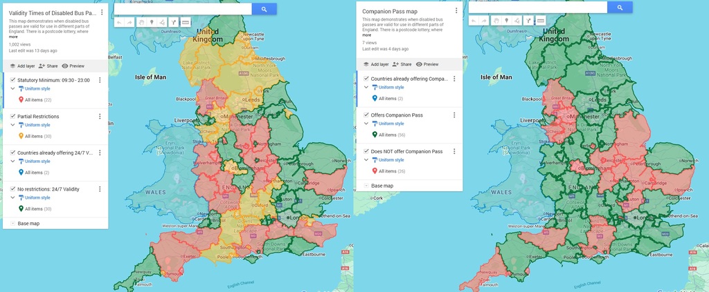 Dis_PPL_Protest's tweet card. Time Restrictions 🕤 Over half a million disabled people in England live in areas with restrictions on disabled bus passes. Under the statutory minimum, disabled people can only use their bus pass...