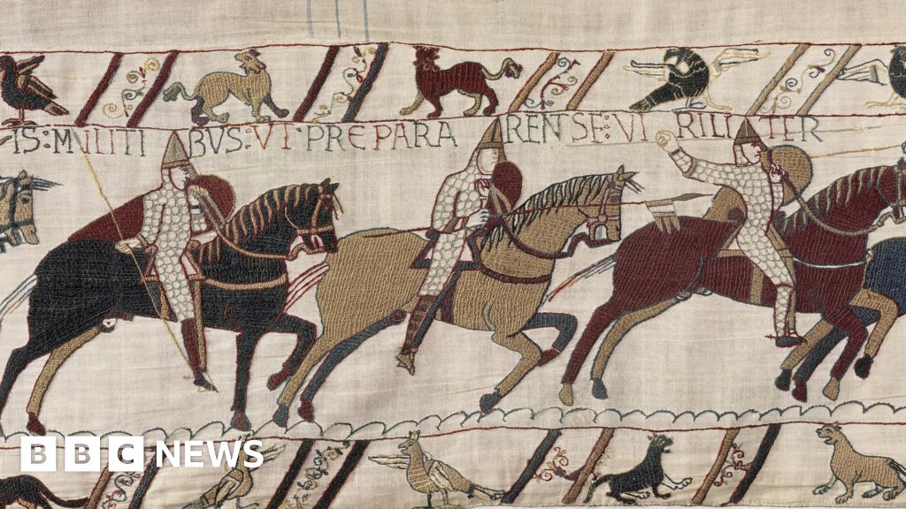 NicholasMorto11's tweet card. Bayeux Tapestry will be shown at the British Museum, which will lend treasures to Normandy museums.