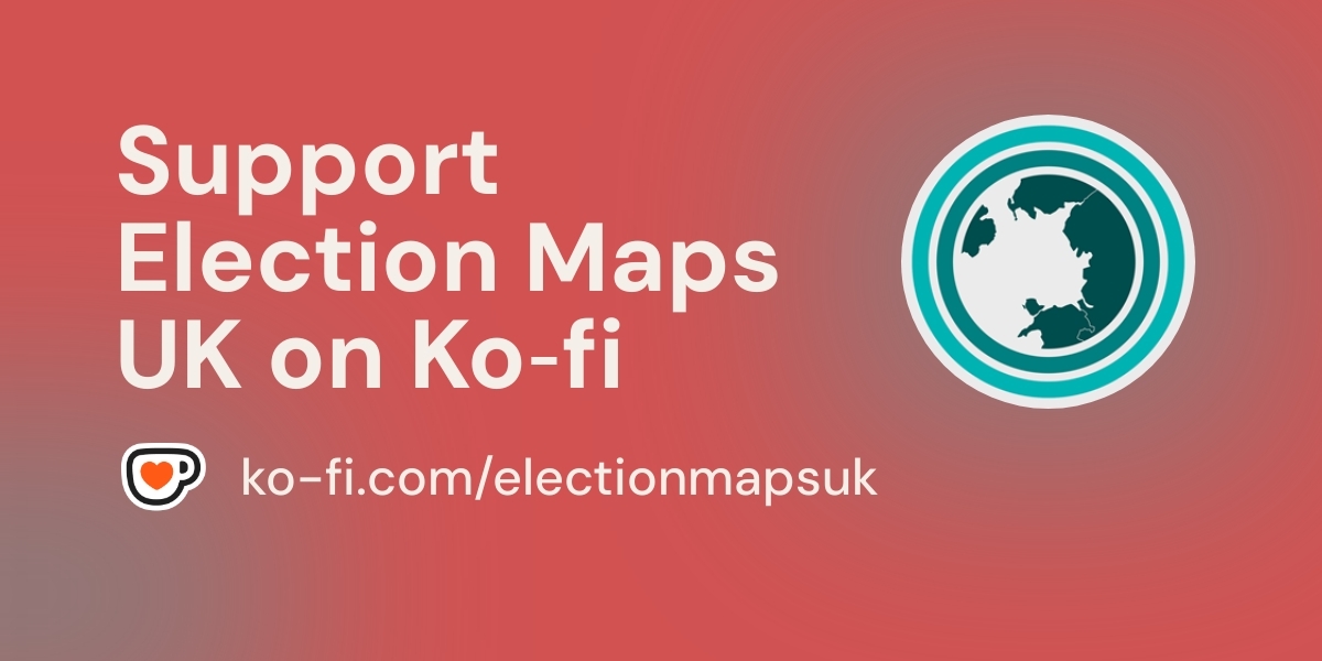 ElectionMapsUK's tweet card. Support Election Maps UK