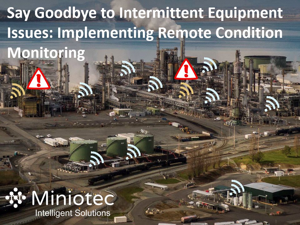 miniotec's tweet card. Say goodbye to intermittent equipment issues with remote condition monitoring. Track performance, detect faults & prevent unplanned downtime