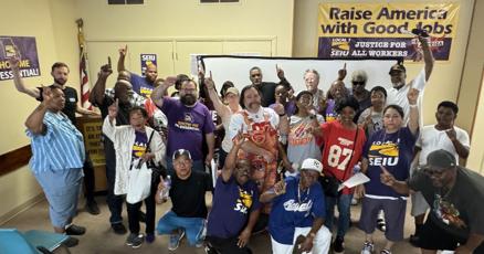 SEIULocal1's tweet card. The contract guarantees four raises over its three-year lifespan, plus enshrine paid vacation.