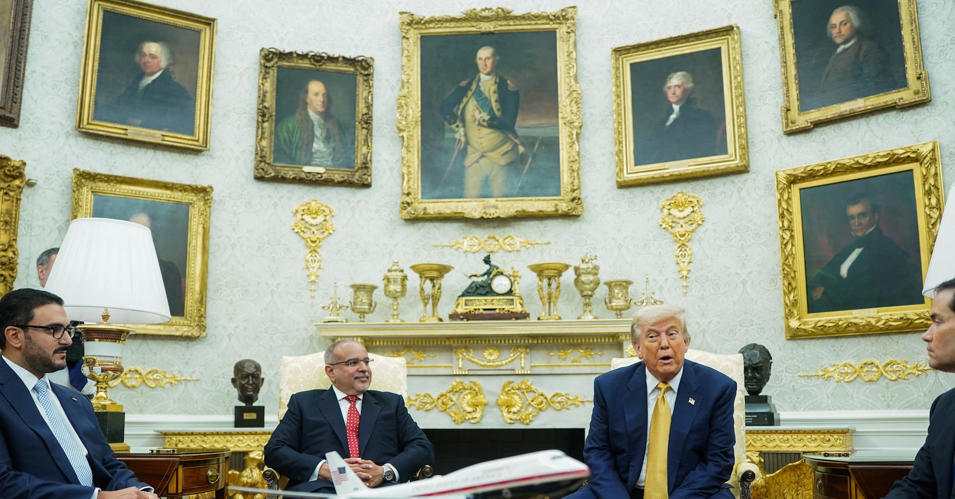 AnnaKelly47's tweet card. Bahrain's crown prince announced on Wednesday plans to invest more than $17 billion in the United States at a meeting with President Donald Trumpfocused on trade, Iran and regional security issues.