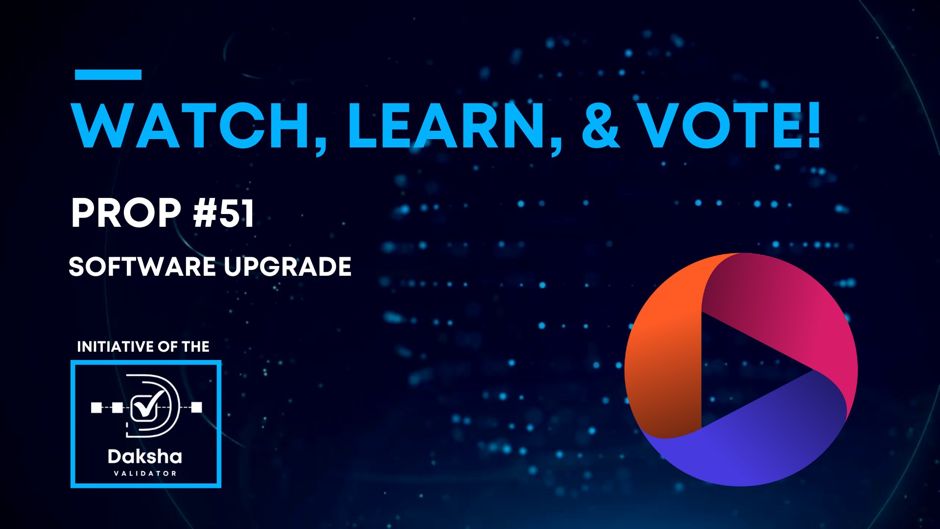 DakshaValidator's tweet card. Learn about the OmniFlixHub Mainnet v5.1.0 upgrade proposal—improved security, reliability, and performance! Scheduled for Jan 17, 2025. Watch the video and cast your vote directly on the proposal,...