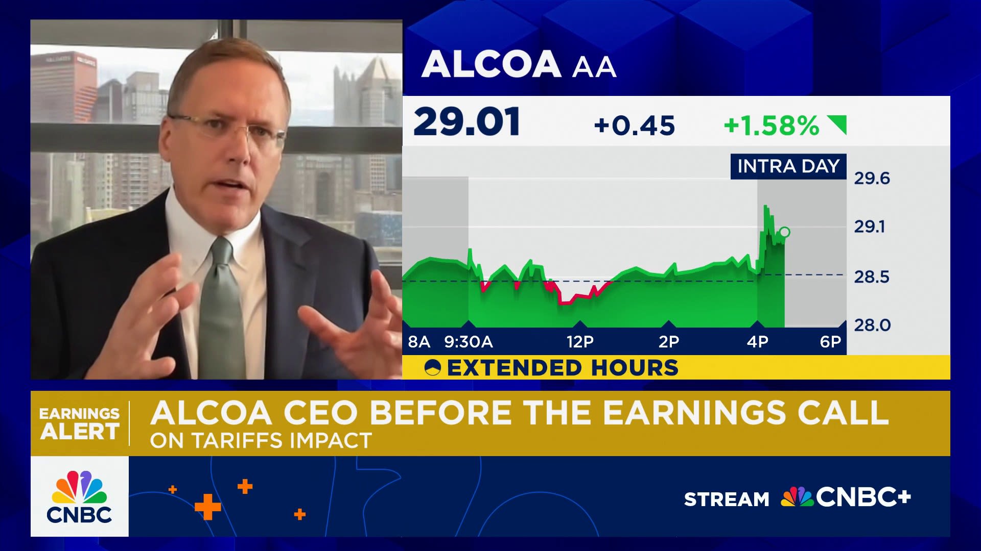 CNBCOvertime's tweet card. Bill Oplinger, Alcoa CEO, joins 'Closing Bell Overtime' to talk quarterly results ahead of the earnings call.