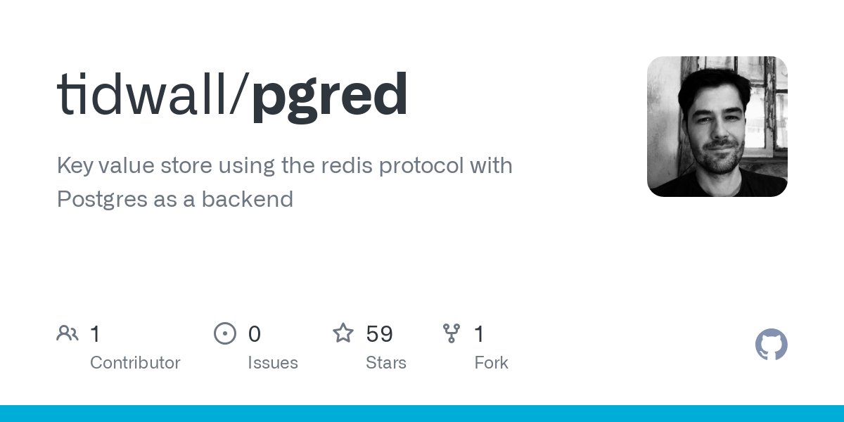 tidwall's tweet card. Key value store using the redis protocol with Postgres as a backend - tidwall/pgred