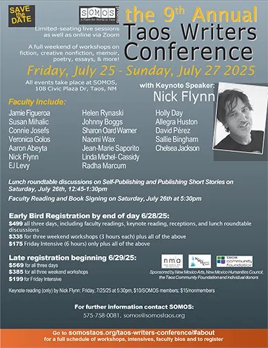 newpages's tweet card. Attend the 9th Annual Taos Writers Conference for inspiring workshops, literary discussions, and a keynote by Nick Flynn.