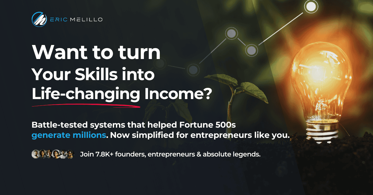 EricMelillo_'s tweet card. Every Saturday, I share 1 powerful growth system, workflow automation, AI prompt, or productivity hack you won’t find anywhere else - in 4 minutes or less.