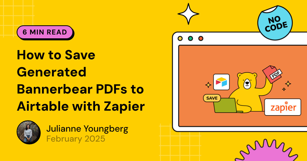 bannerbearHQ's tweet card. When you're generating PDFs in bulk, manual storage can be costly and inefficient. Fortunately, you can store as you go by automatically saving links to Airtable. Read this article to learn how to...