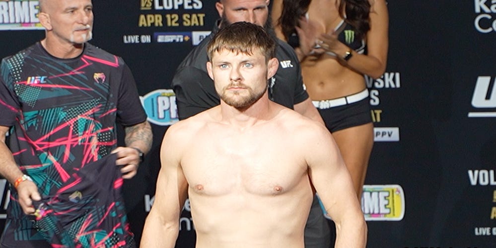 MMAJunkie's tweet card. TJ Brown thinks Bryce Mitchell will finally be competing at his natural weight class at UFC on ESPN 9.