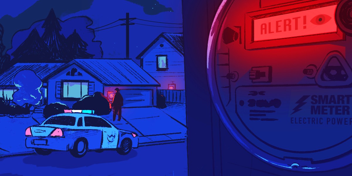 EFF's tweet card. Sacramento’s power company and law enforcement agencies have been running an illegal mass surveillance scheme for years, using our power meters as home-mounted spies. The Electronic Frontier
