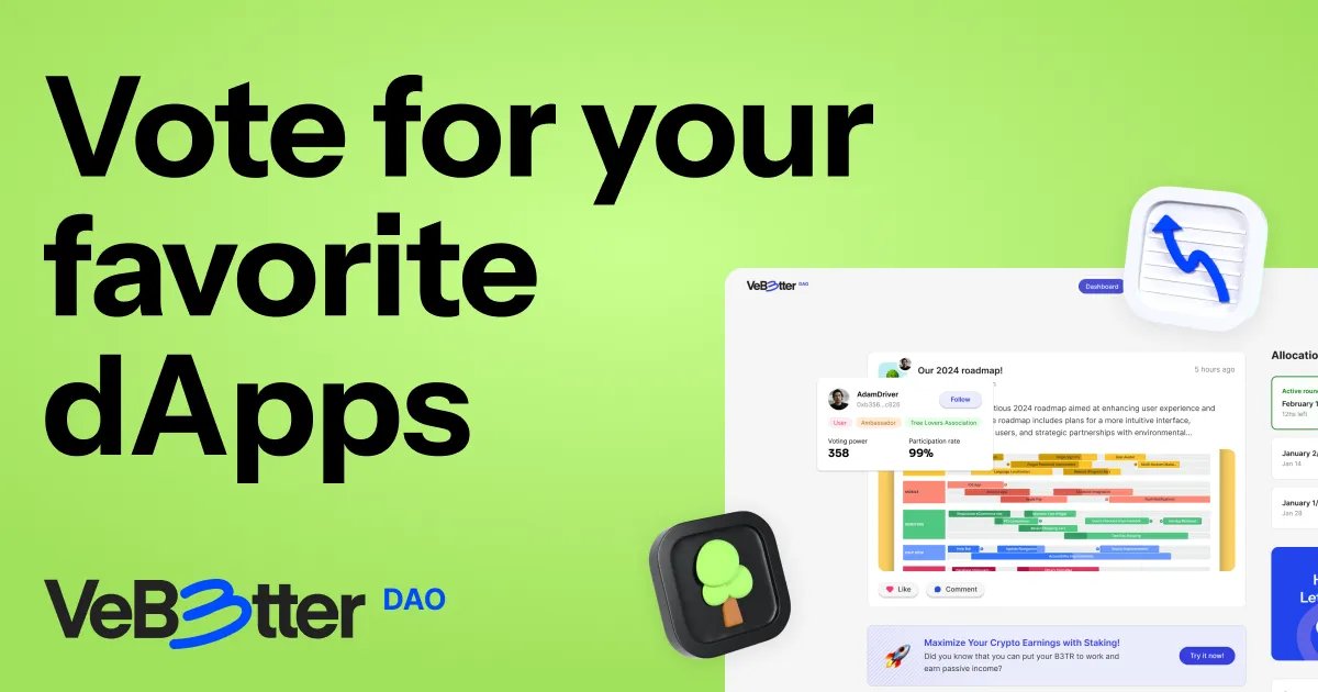 DustyrangerBE's tweet card. Vote for your favourite sustainability Apps in VeBetterDAO's governance.