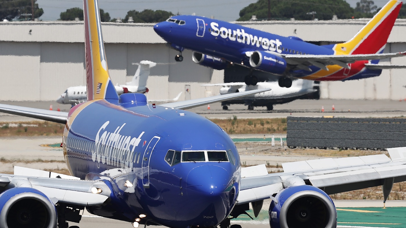SecretaryPete's tweet card. The agency is seeking civil penalties against Southwest Airlines, and also fined Frontier Airlines for its continuous delays.