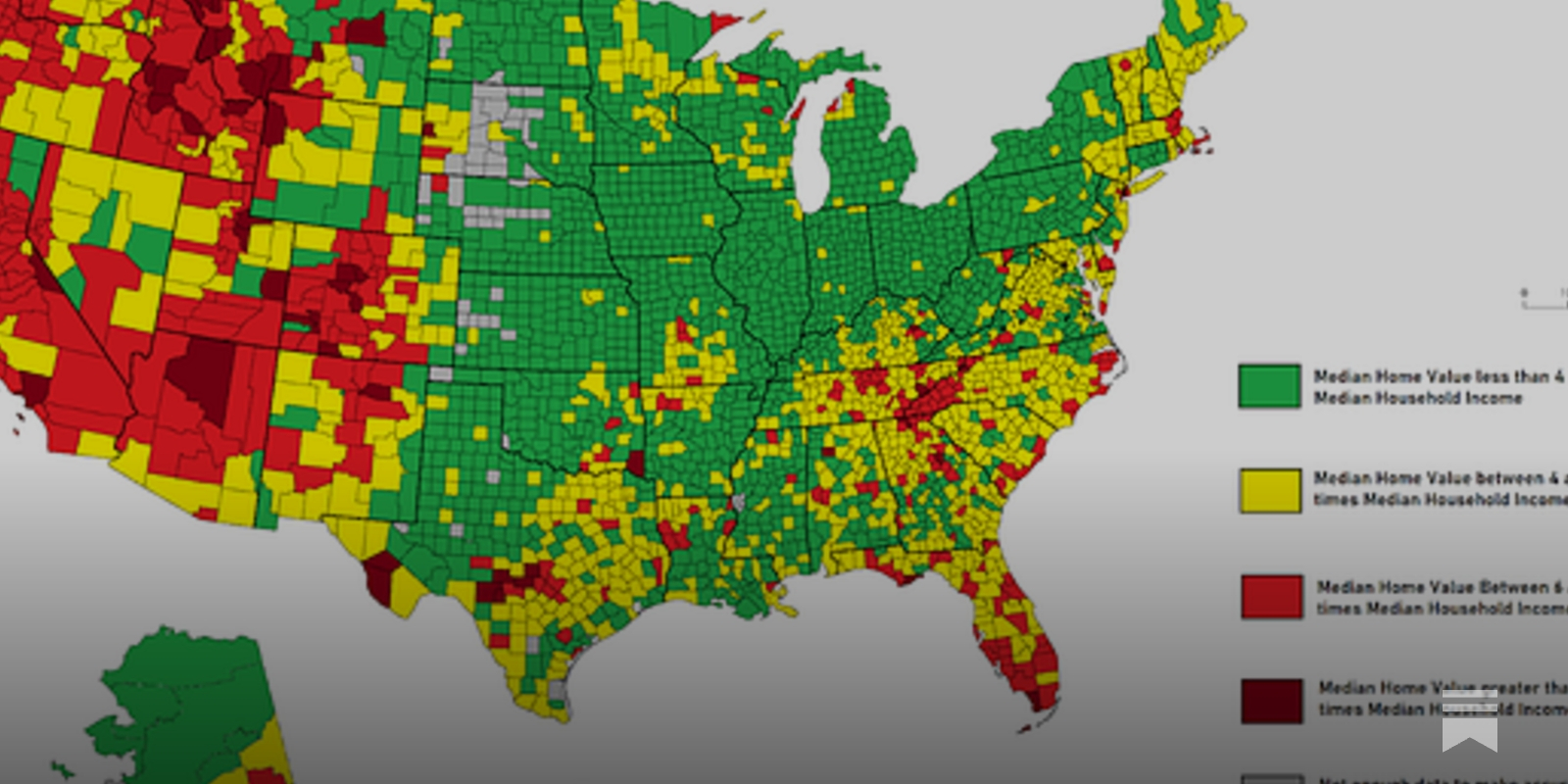 _brianpotter's tweet card. Earlier this month I came across the following graphic, originally posted on Reddit in 2022, showing the state of housing affordability in the US.