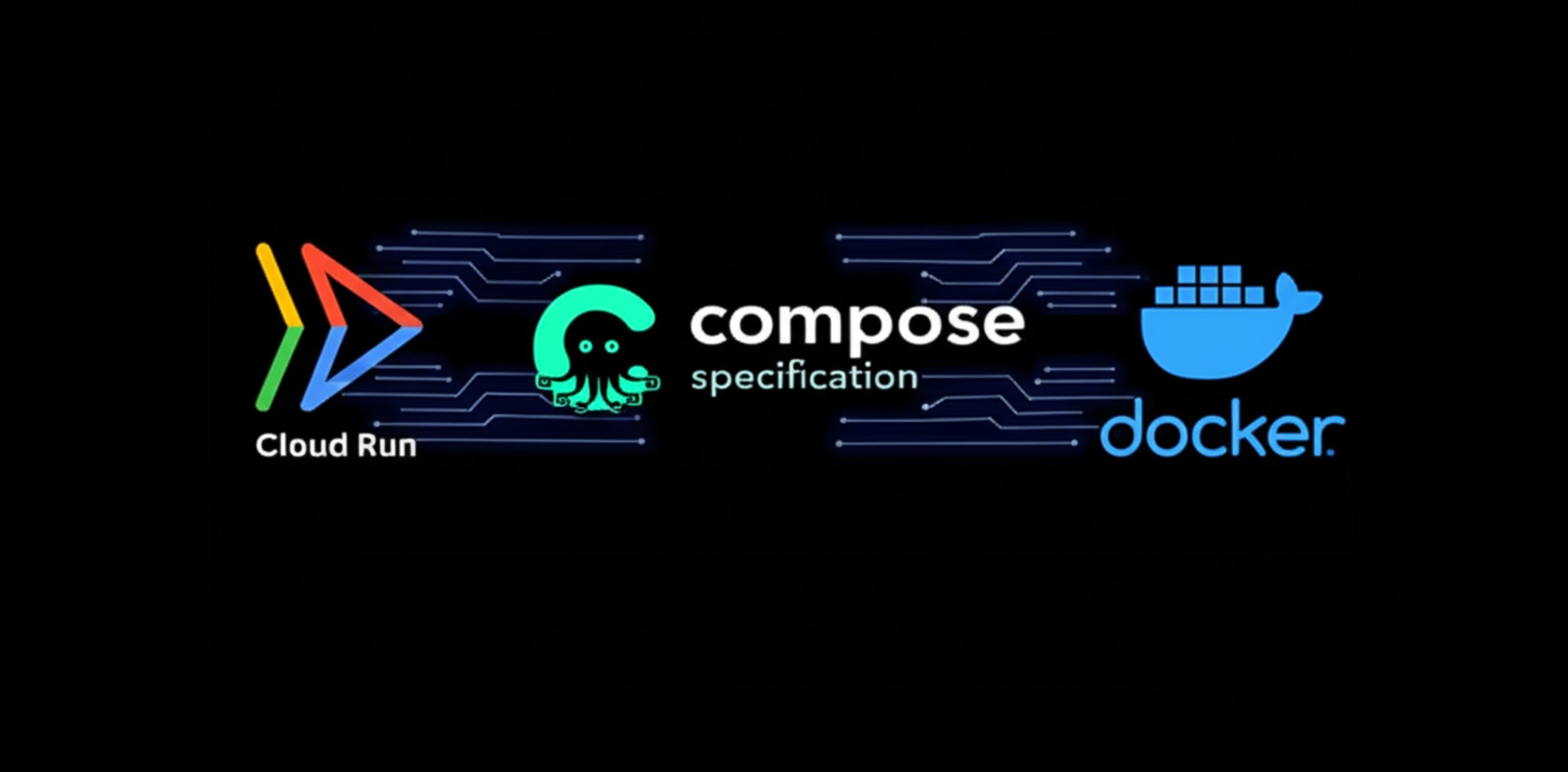 Docker's tweet card. Cloud Run supports Docker Compose spec for multi-container and AI apps.