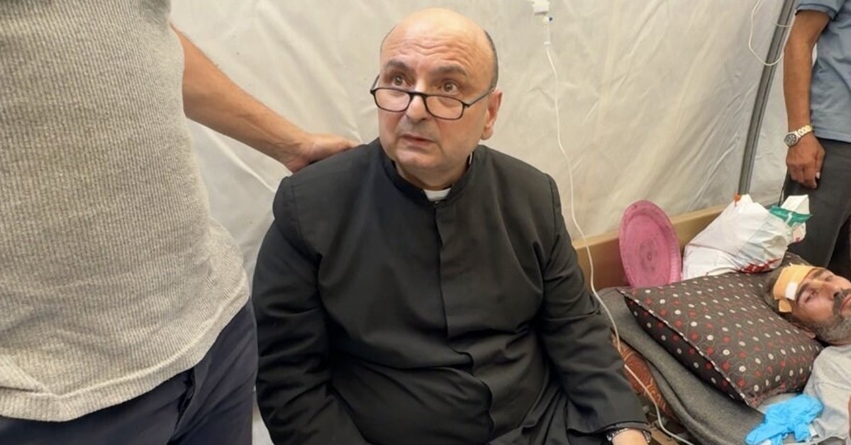 MarkPocan's tweet card. Hundreds of Christian and Muslim Palestinians have been sheltering at the Holy Family Catholic Church, whose priest was close with the late Pope Francis.