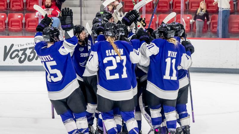 GoStonehill's tweet card. EASTON, Mass. (July 3, 2025) – A program-record seven members of the Stonehill College women's ice hockey team have been named to the 2024-25 American Hockey Coaches Association (AHCA) Krampade...