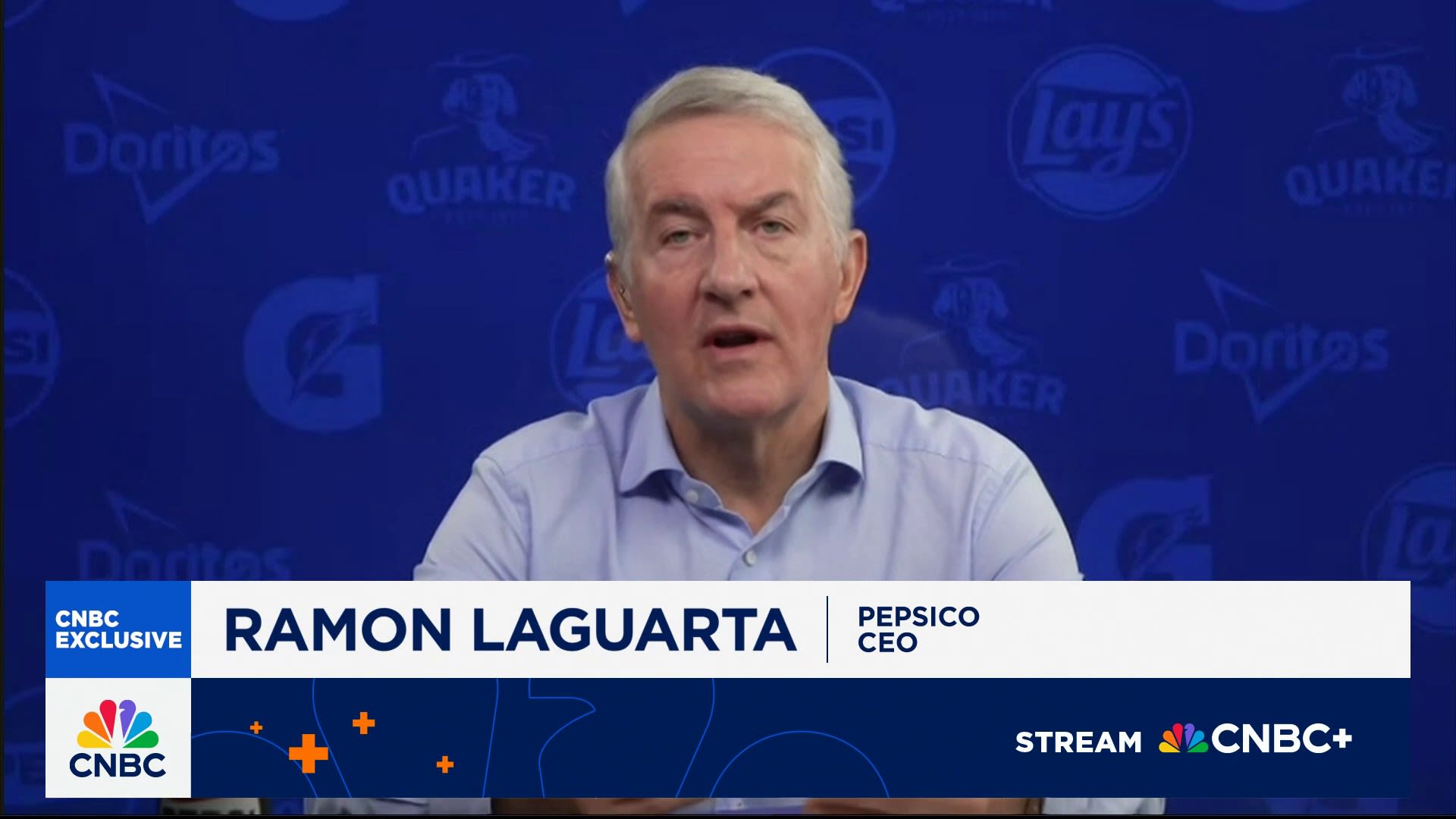 moneymoverscnbc's tweet card. Ramon Laguarta, PepsiCo CEO, joins 'Money Movers' to discuss the snacking business, impact of tariffs on products, consumer sentiment and demand and pricing.