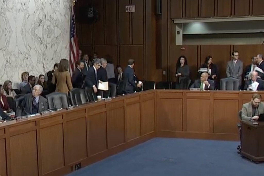 joeymdfox's tweet card. Incensed Democrats on the Senate Judiciary Committee, among them New Jersey Senator Cory Booker, stormed out of a committee meeting today after a vote on