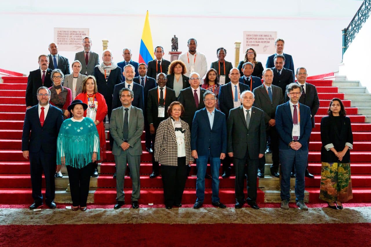 ProgIntl's tweet card. Meeting in Bogotá, Colombia, representatives of Bolivia, Cuba, Indonesia, Iraq, Libya, Malaysia, Namibia, Nicaragua, Oman, and South Africa announced sanctions against Israel to cut the flow of...