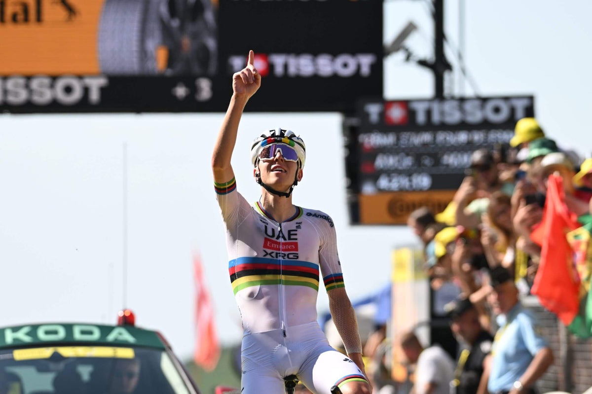 jwhitey98's tweet card. Analysis of the latest day's action in the 2025 race - a 180km route from Auch to Hautacam in the Pyrenees