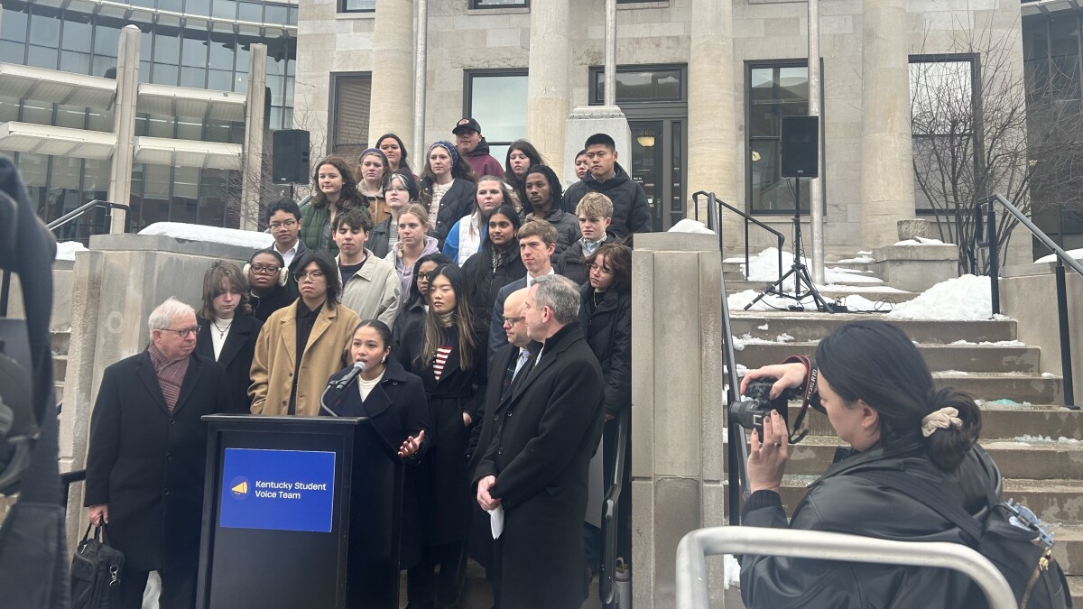 wkms's tweet card. A group of students associated with the Kentucky Student Voice Team has filed a lawsuit in Franklin County, arguing the state has failed its constitutional obligation to provide an “adequate and...