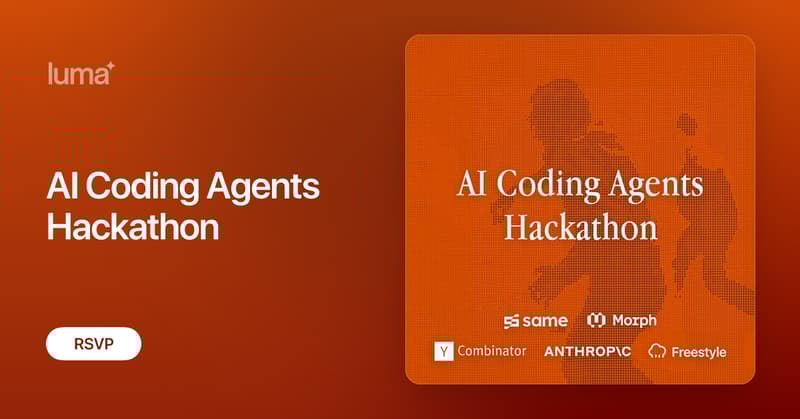 benswerd's tweet card. AI Coding Agents Hackathon @ YC Office Hosted at Y Combinator by Anthropic, Freestyle, Same.new and Morph LLM. 🚀 Join the Ultimate AI Coding Agent Hackathon…
