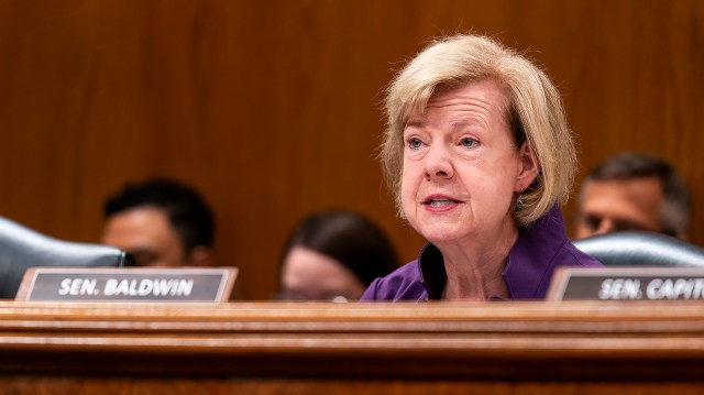 SenatorBaldwin's tweet card. Sen. Tammy Baldwin (D-Wis.) said Wednesday that President Trump firmly placed his stamp on the U.S. economy with his tariff policies and is to blame for the “uncertainty” and “chaos” that has follo…