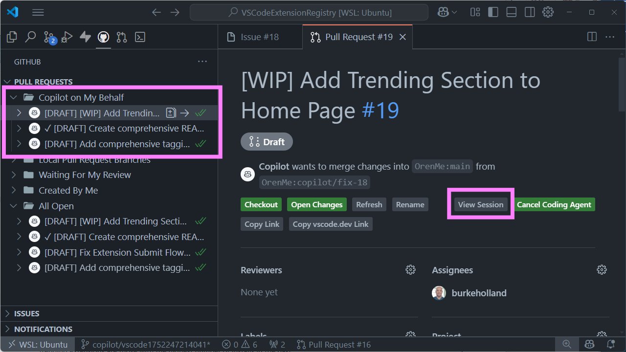 code's tweet card. VS Code's integration with GitHub Copilot Coding Agent allows you to delegate tasks to the agent and let it handle them in the background.