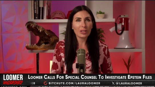 PaddyDontSurf's tweet card. Laura Loomer on the Epstein files: "Let's move on and talk about other things"