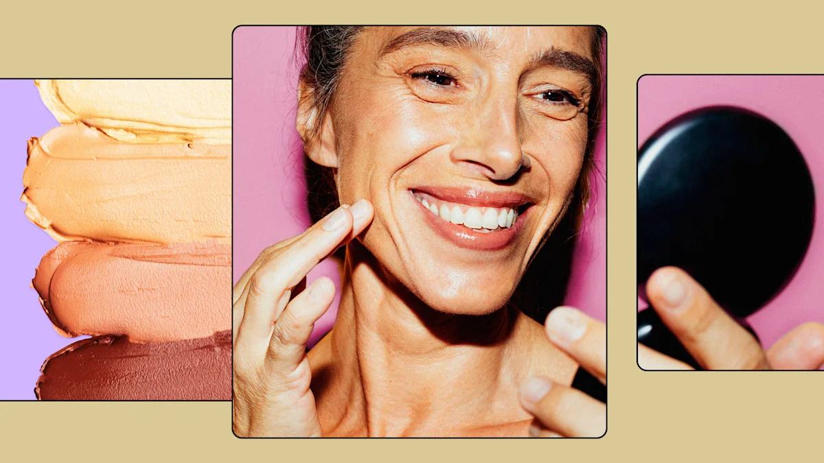 yahoolife's tweet card. The best makeup for a face with wrinkles includes lightweight liquid foundations and concealers.