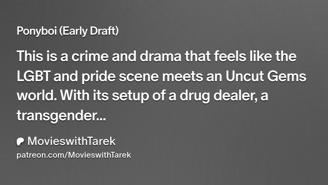 movieswithtarek's tweet card. Get more from MovieswithTarek on Patreon