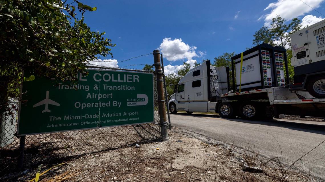 MarbinMiller's tweet card. The detention center represents a new, expanded front in the harsh optics deployed to dissuade migrants from entering the United States.