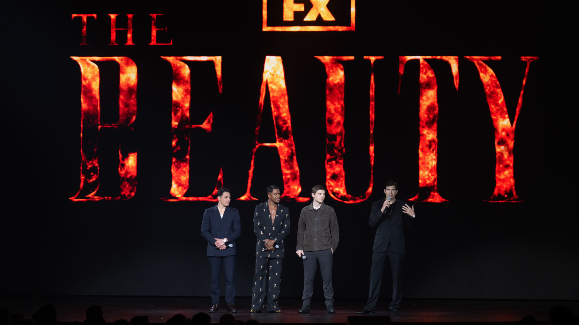 FilipSablik's tweet card. Check out Evan Peters, Anthony Ramos, Jeremy Pope & Ashton Kutcher representing FX's series adaptation of The Beauty at Disney's Upfronts.