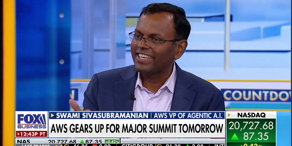 AWSNewsroom's tweet card. AWS vice president of data and A.I. Swami Sivasubramanian explains how artificial intelligence can make work easier on 'The Claman Countdown.'
