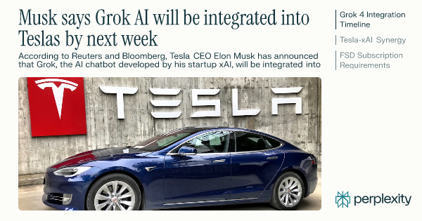 thalerz's tweet card. According to Reuters and Bloomberg, Tesla CEO Elon Musk has announced that Grok, the AI chatbot developed by his startup xAI, will be integrated into Tesla...