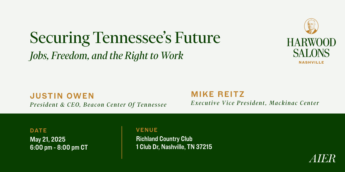 harwoodsalons's tweet card. Join us in Nashville for an event with Justin Owen, President & CEO of the Beacon Center of Tennessee, and Mike Reitz, Executive Vice President of the M ...