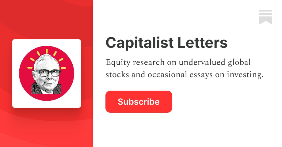 thexcapitalist's tweet card. Equity research on undervalued global stocks and occasional essays on investing. Click to read Capitalist Letters, by Oguz Erkan, a Substack publication with tens of thousands of subscribers.