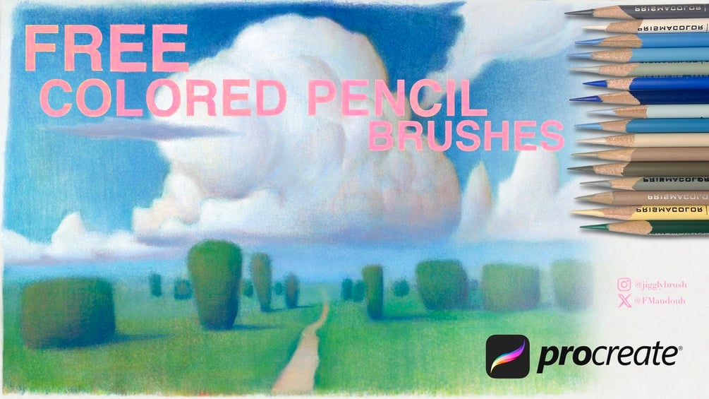 FMandouh's tweet card. In response to many requests to use my brushes, thank you all for the support!I’d like to quickly note that these brushes are mimicking the texture of classic rendering techniques used with colored...