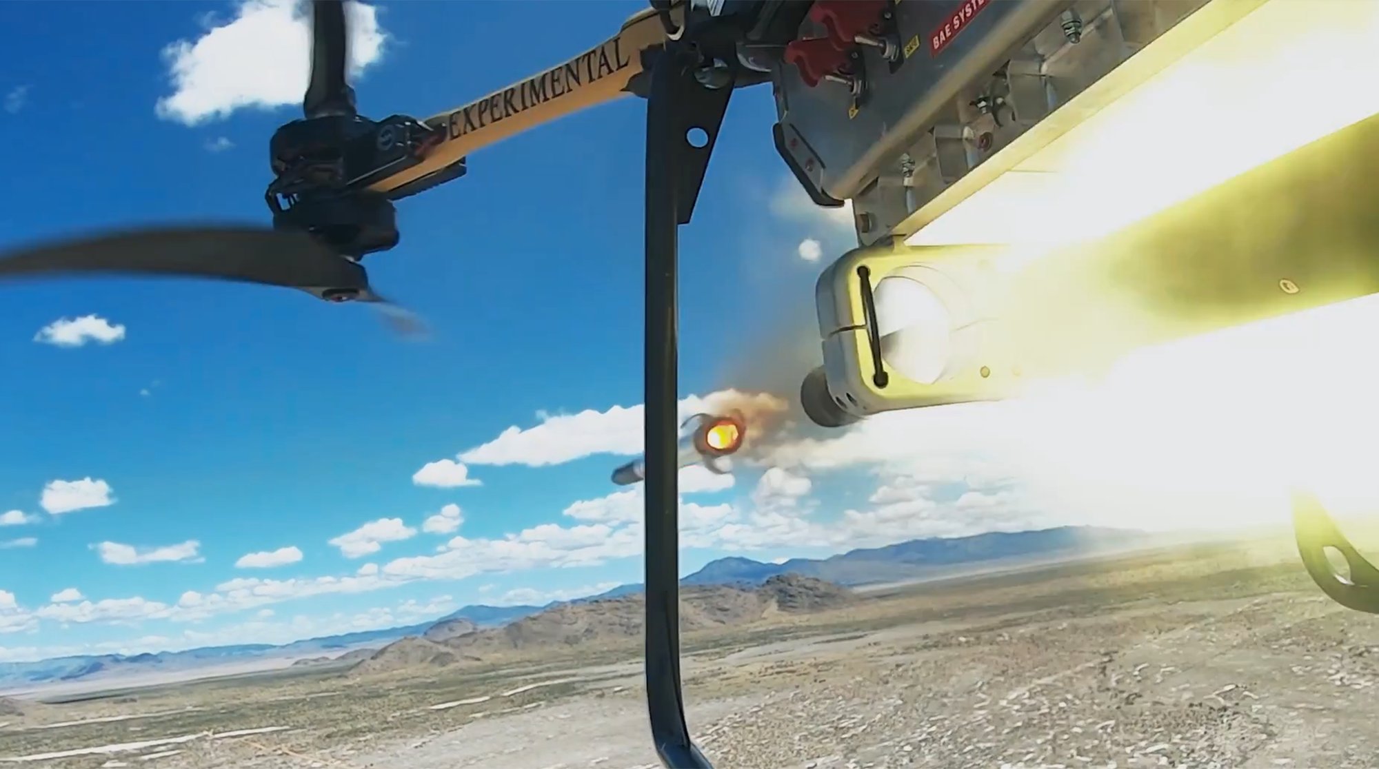 TheAviationist's tweet card. Munitions equipped with the Advanced Precision Kill Weapon System (APKWS) laser guidance kit were fired at both land and air targets from a modified