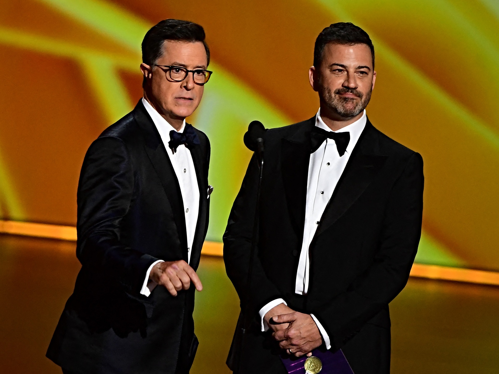 Renpiti1's tweet card. Jimmy Kimmel has rushed to back fellow left-wing talk show host Stephen Colbert as the latter faces the demise of his eponymous Late Show.