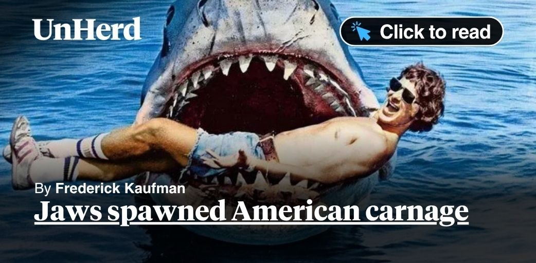 FredericKaufman's tweet card. Jaws spawned American carnage