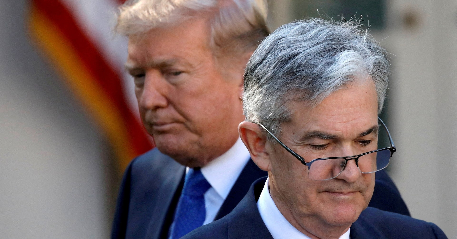 mikefadding__'s tweet card. U.S. Federal Reserve Chair Jerome Powell is a "numbskull" who has kept interest rates too high, but he will be out in eight months, President Donald Trump said at a news conference on Tuesday.