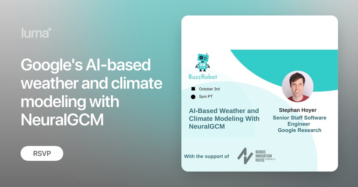 shoyer's tweet card. Modeling weather and climate changes is among the hardest challenges in the machine learning space. In this in-person event, Stephan Hoyer, a Senior Staff…