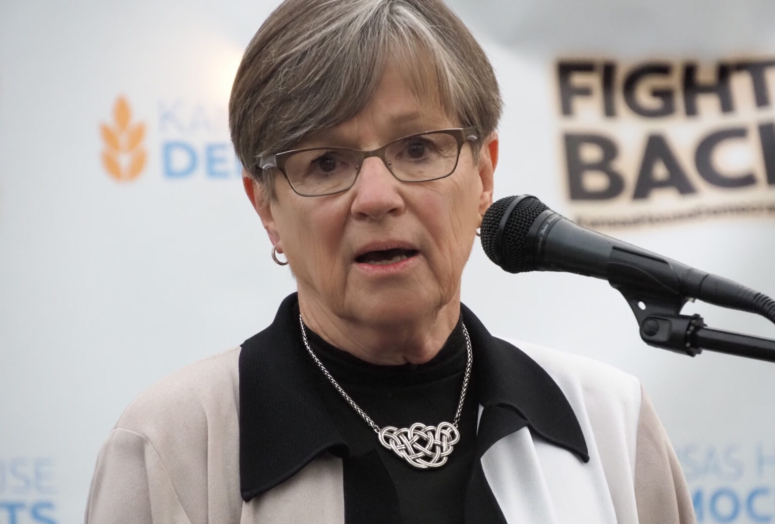 LawrenceKSTimes's tweet card. Kansas Gov. Laura Kelly and 17 other democratic governors signed a letter addressed to U.S. Education Secretary Linda McMahon, demanding the relinquishment of nearly $7 billion in school funds.