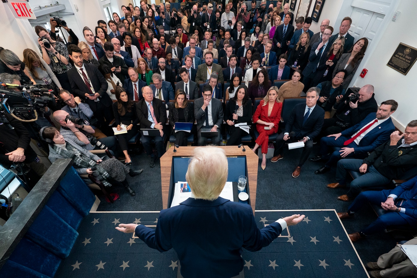 crampell's tweet card. Donald Trump fancies himself a champion of free speech. Oh, really?