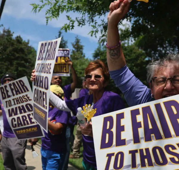LIFEDofLABOR's tweet card. "We want what every other Northwell employees have," said Patrick Shanley, 53, a technologist at the New Hyde Park lab, as he and other demonstrators marched back and forth outside the facility."We...