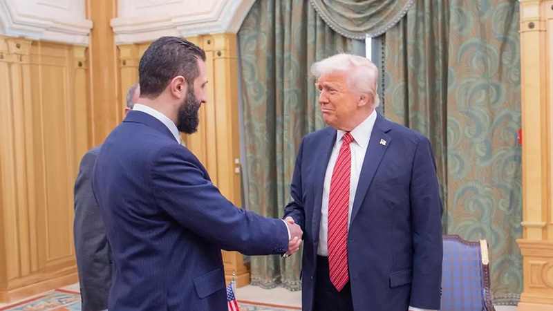 KhalilEJahshan's tweet card. In a May 13, 2025, speech in Riyadh, President Donald Trump surprised the world by pledging to lift all US sanctions on Syria. Trump’s unexpected announcement was followed the next day by his...