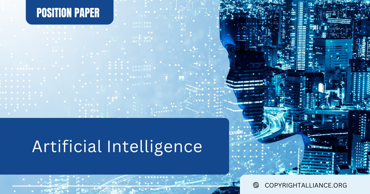 Unite4Copyright's tweet card. The Copyright Alliance supports the responsible development of artificial intelligence (AI) technologies and a thriving and robust AI economy. The continuing development of AI systems represents a...